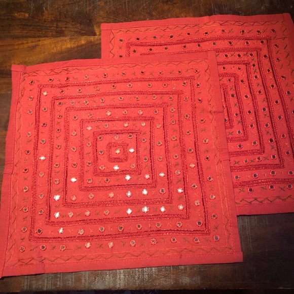 New Dark Red Embroidered Covers (Set of 2) ♥️ - Picture 5 of 11